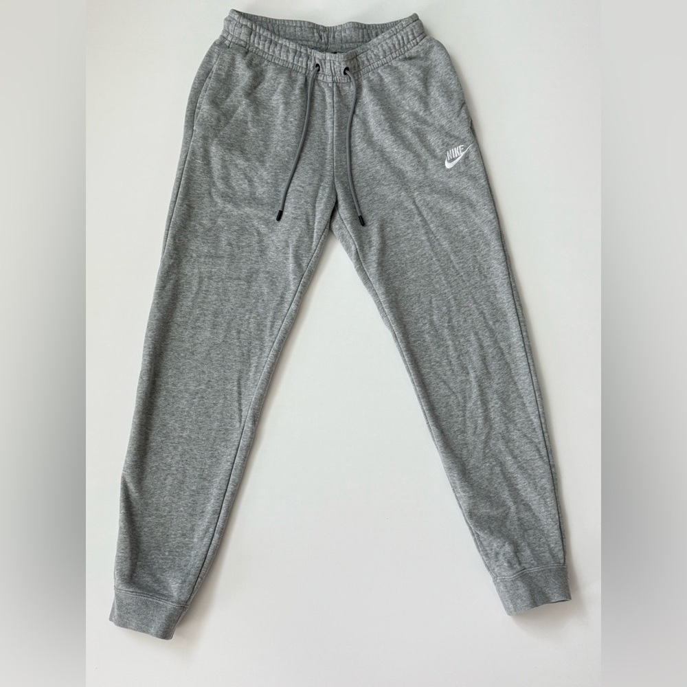 Nike Gray Sweatpants with Tapered Leg and Elastic Cuffs